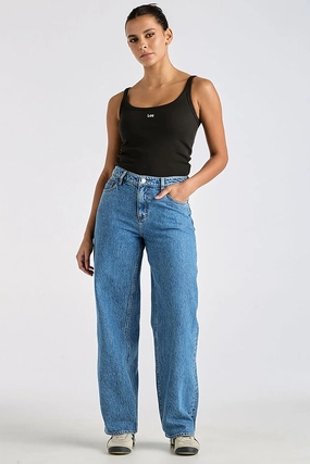 Mid Baggy Jean Bold Blue Petite Colorfast Denim