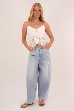 Premium Professional Wear Unisex Wear Outfit Essential Mid Barrel Jean Brightside Fade Petite