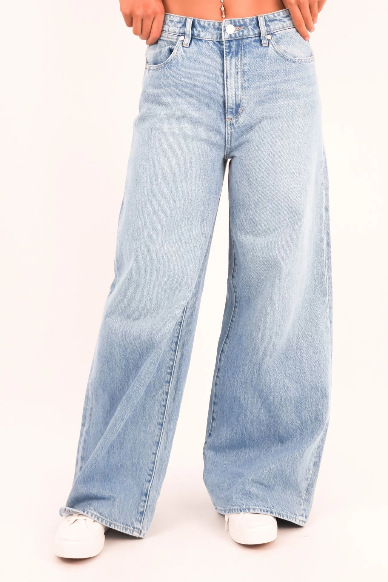 Mid Stevie Jean Blue Velvet Recycled Cotton Blend Minimalist Daily Wear Loose