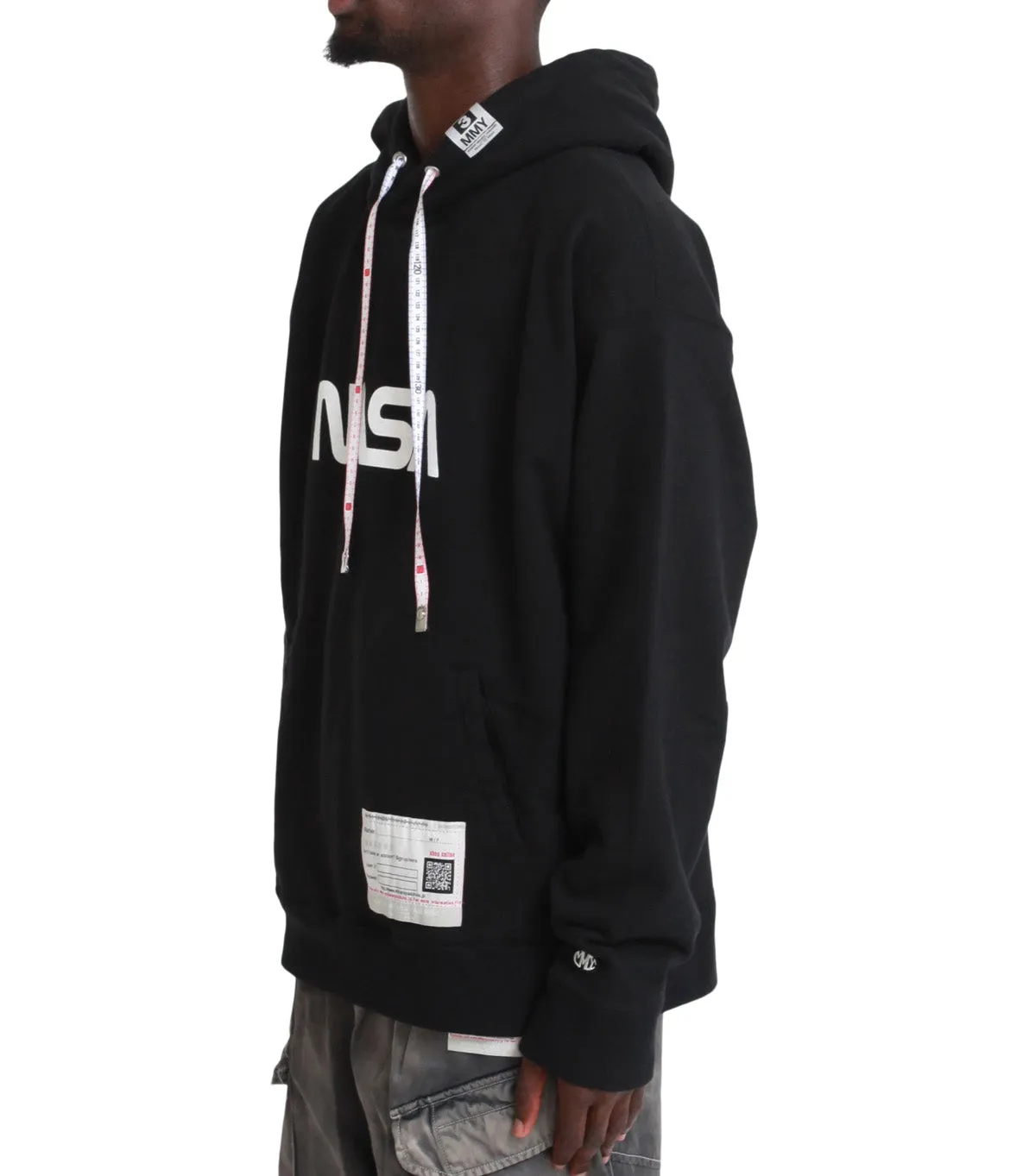 Mihara Yasuhiro NASA Printed Hoodie Black Flexible Waistband Ocean Fit