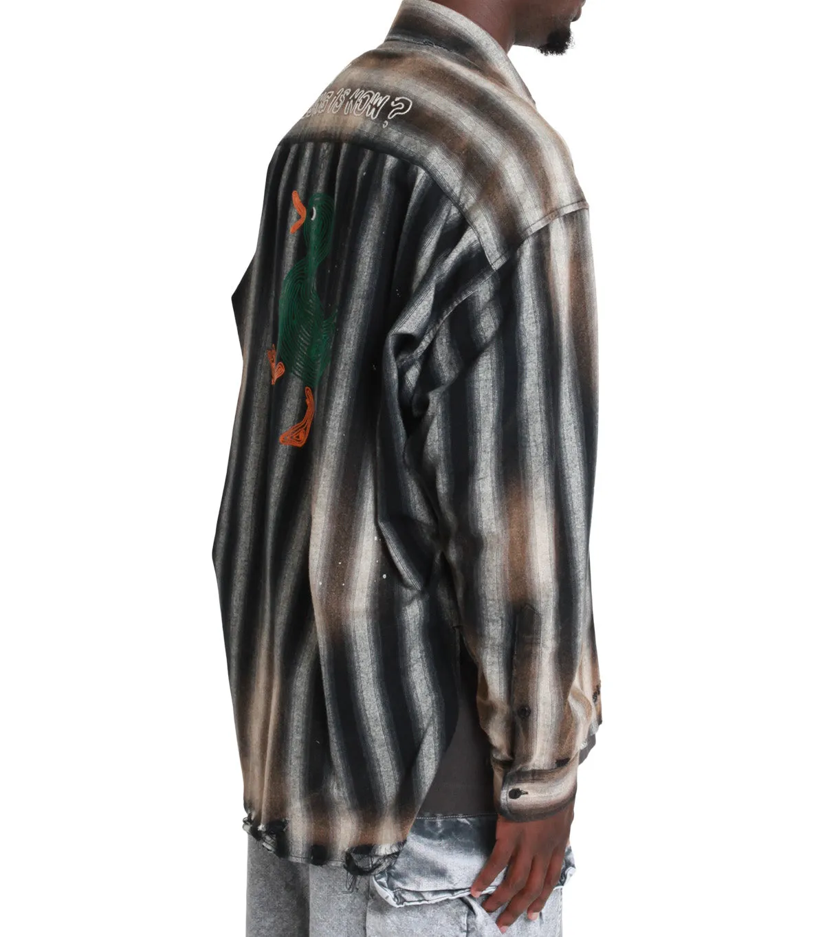 Mihara Yasuhiro Vintage Like Stripe Long Sleeve Shirts Black ZeroIrritationLabels