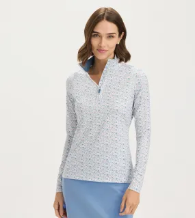 SustainableTextiles Easy Wash Mini Floral Print Quarter Zip