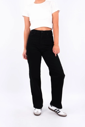 Hi Wide Jean Washed Black Petite Street Ready