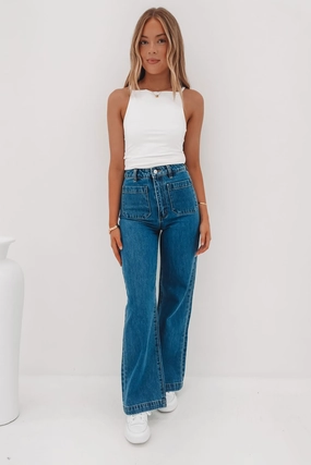 Sailor Jean Long Ashley Blue Textured Versatile Shopping Day Earthy Soft