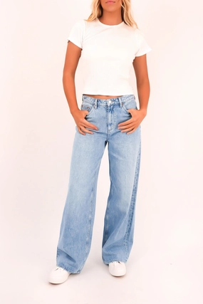 Relaxed Aesthetic Mid Slouch Jean Downtown Fade