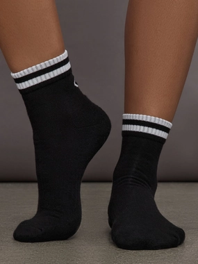 Low Maintenance Care Double Layered Collar Seles Socks - Black