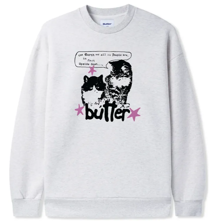 Butter Goods Upside Down Crewneck, Ash Fine Stitching Shape Retention