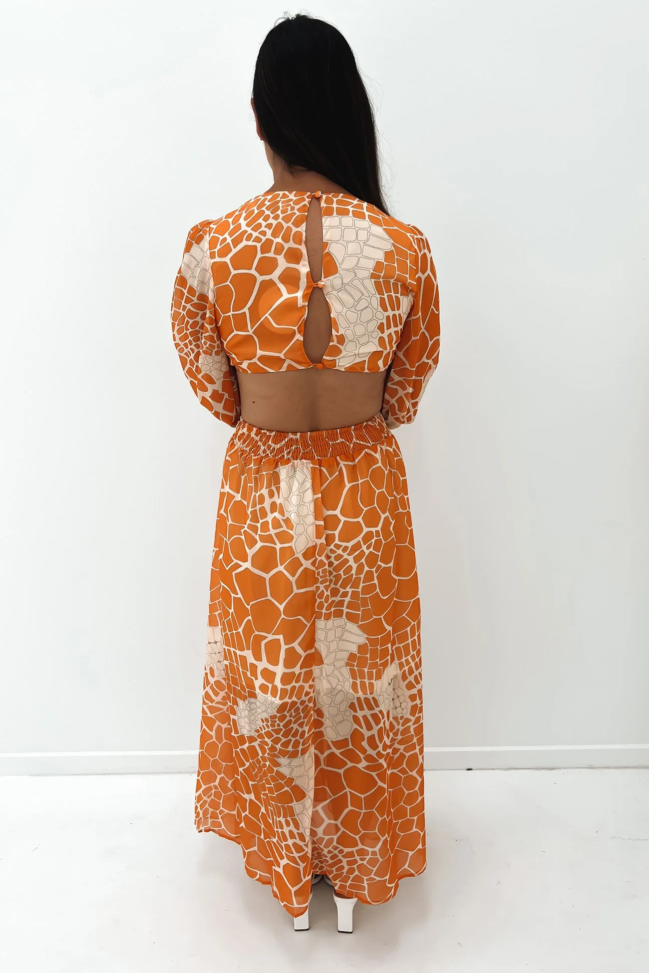 NoiseFreeFabric Smooth Drape Asher Maxi Dress Orange