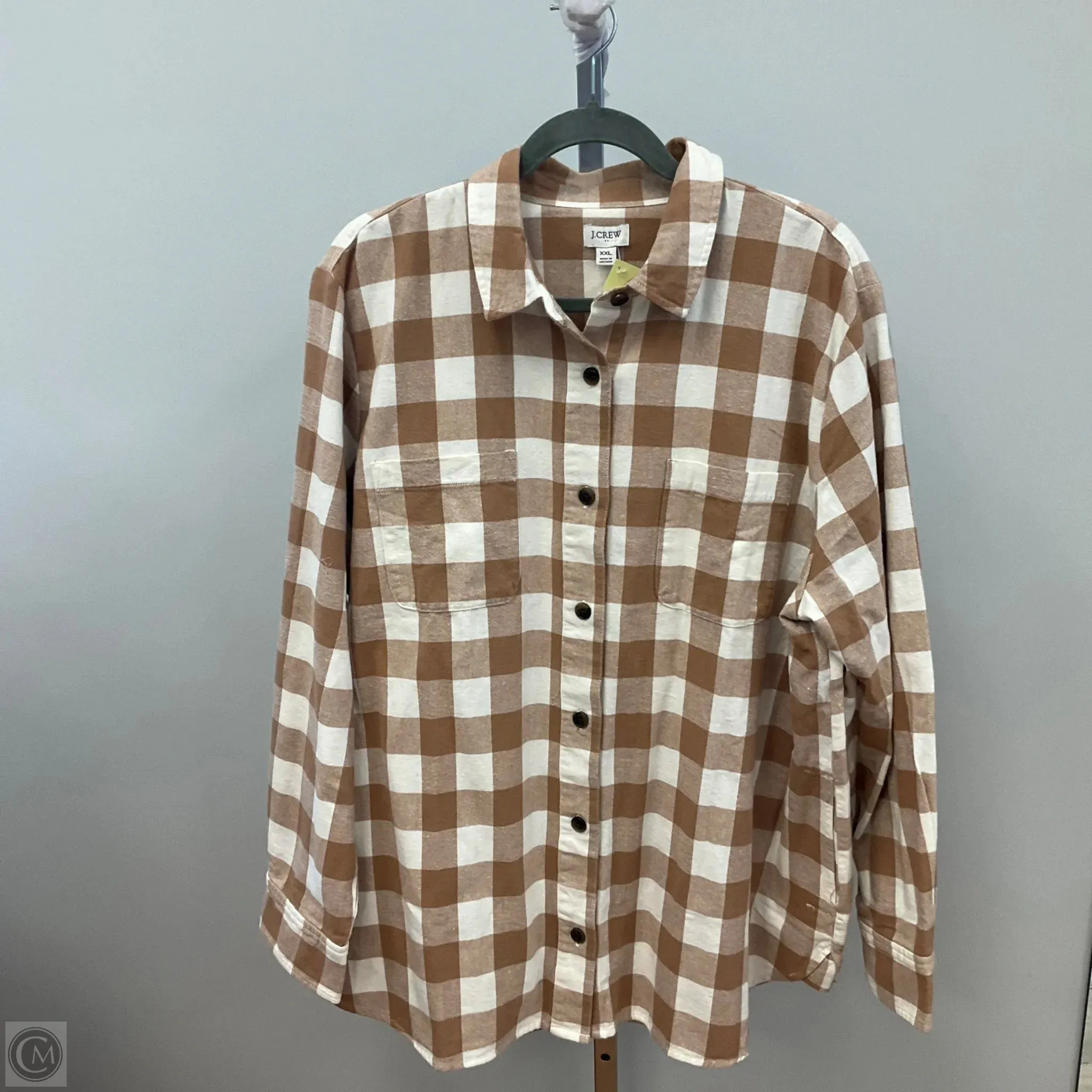 Top Long Sleeve By J. Crew In Plaid Pattern, Size: Xxl Forest Air