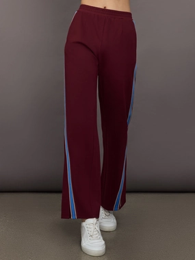 Organic Cotton Blend Dropped Shoulder Cut Ryder Petra Flare Pant - Red