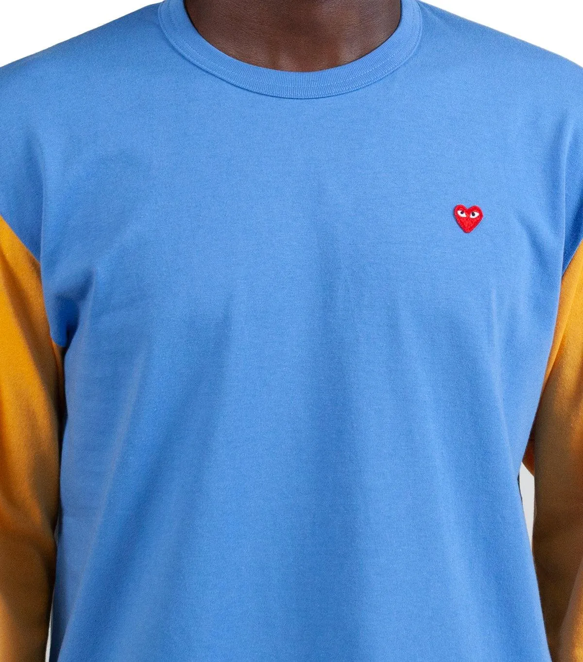 Red Flash SkinFriendlyElastic CdG PLAY Bi-Color Long Sleeve T-Shirt Blue