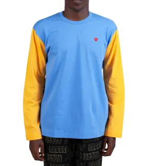 FlexibleNeckline AirflowOptimized CdG PLAY Bi-Color Long Sleeve T-Shirt Blue