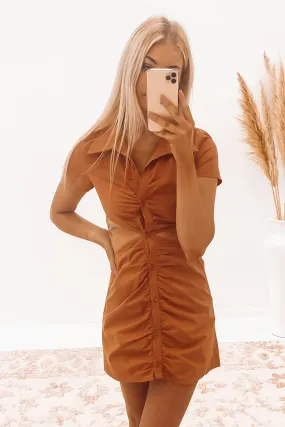 Monique Mini Dress Tan Classic Movement Color-Blocked