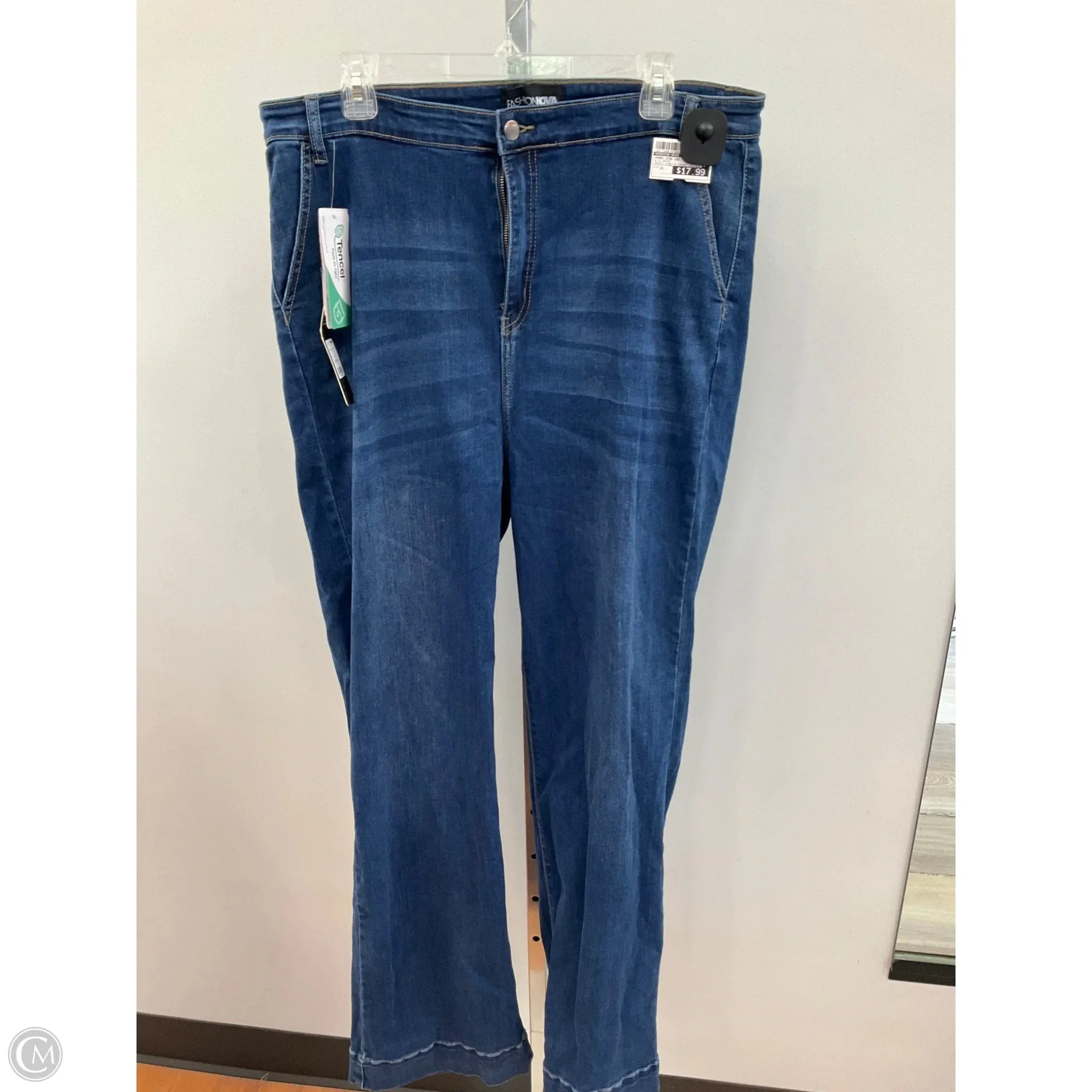 Reinforced Edges Jeans Wide Leg By Fashion Nova In Blue Denim, Size: 14