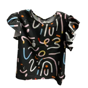 Multi-colored Top Short Sleeve Shein, Size L Ergonomic Pattern Design