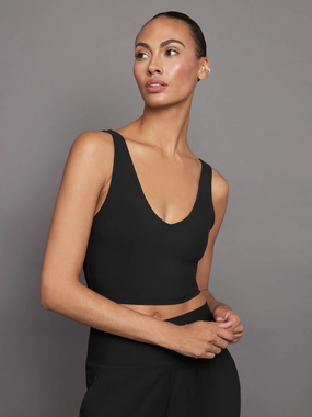 V-Neck Longline Bra in Melt - Black Ultra Stretch Waistband Brushed Inner Layer