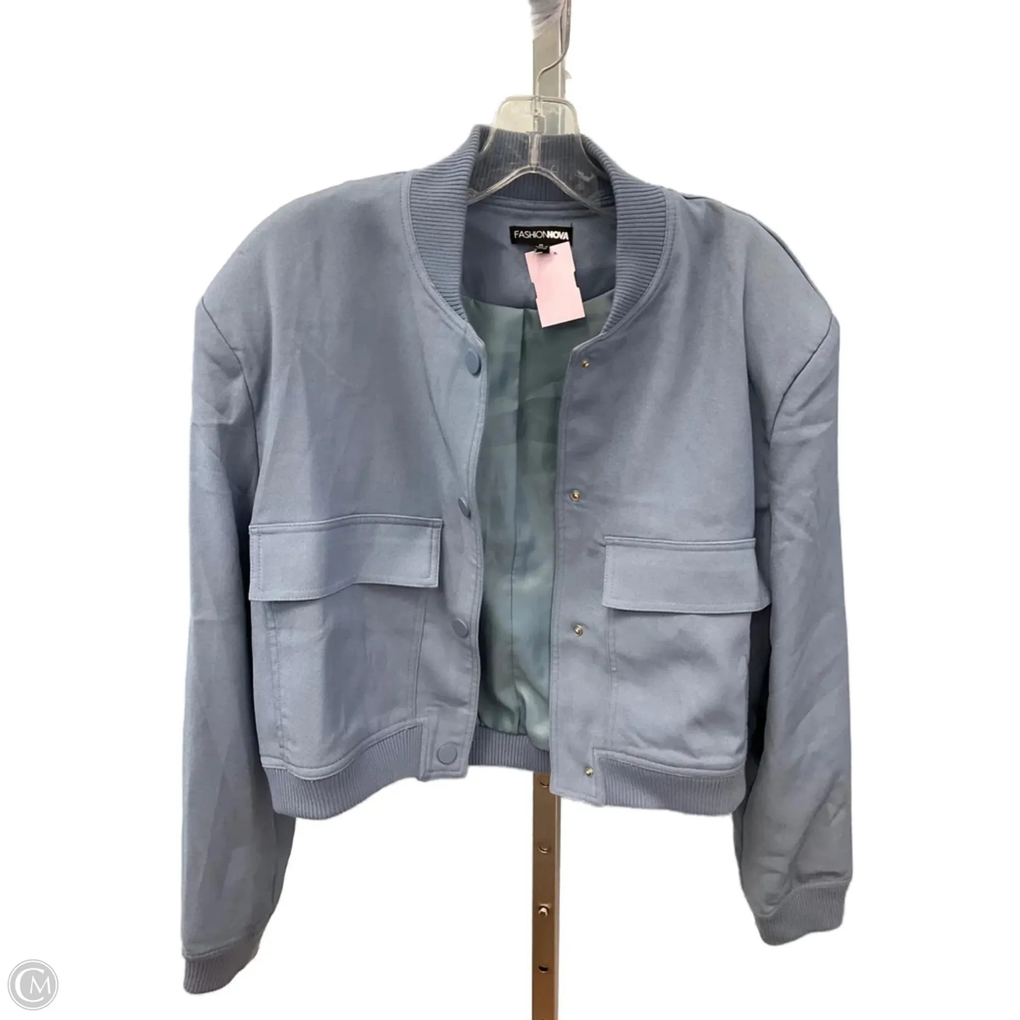Modern Drop Tail Hem Jacket Utility By Fashion Nova In Blue, Size: M