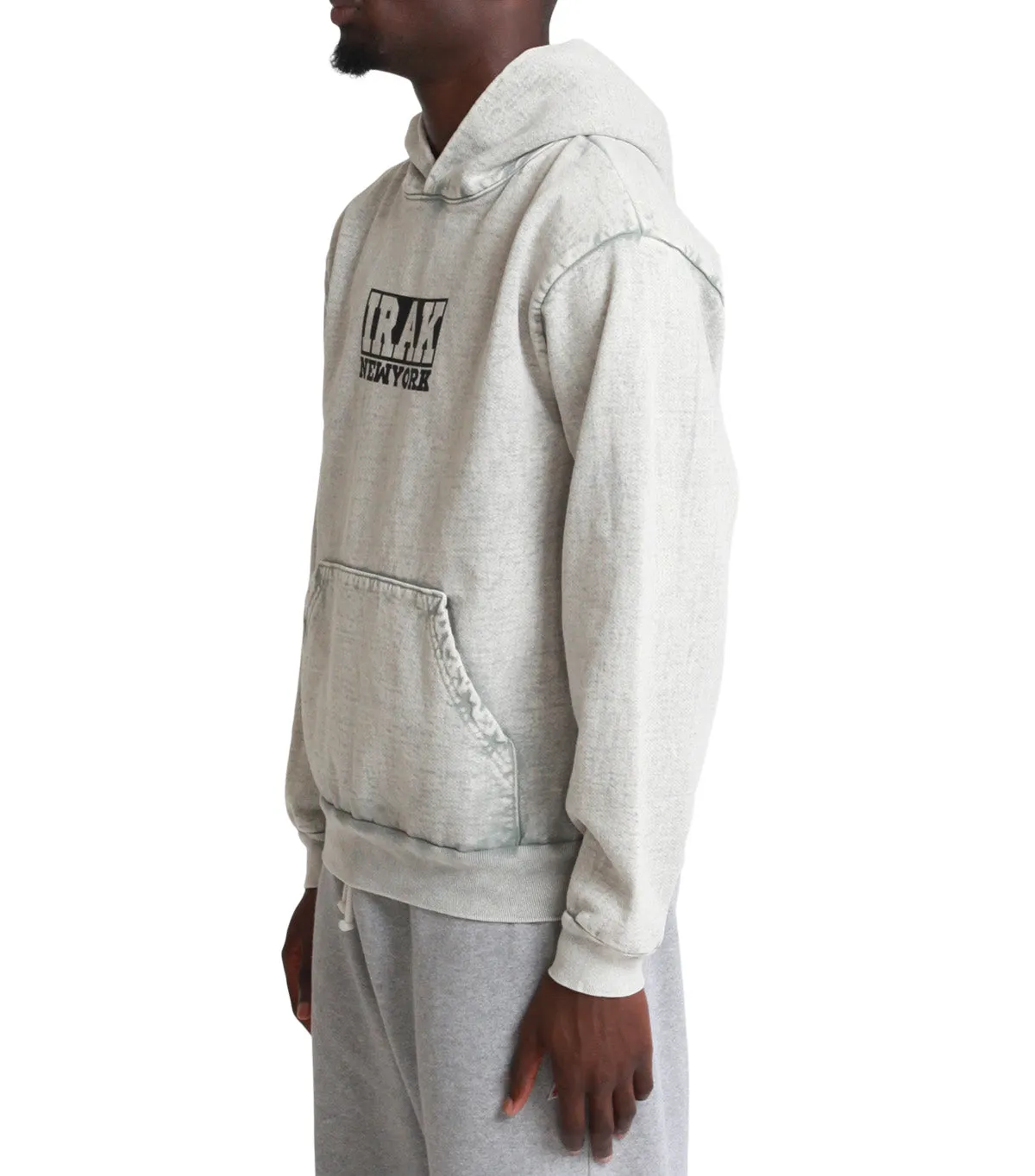 IRAK Logo Hoodie Grey Tencel Blend Fabric Stage Feel