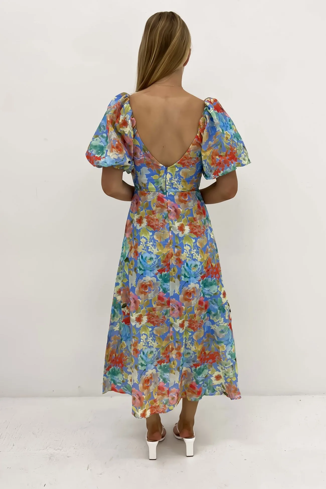 Mylah Midi Dress Blue Rose Clean Cut