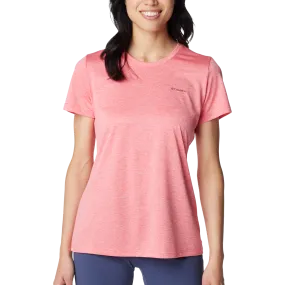 Women's Columbia Hike Short Sleeve Crew Layered Hem Details Tropical Glow
