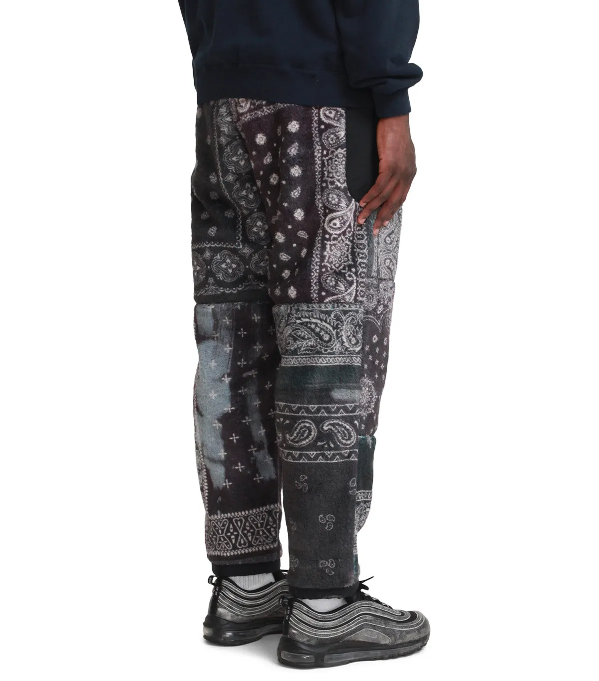 Earth Glow AbrasionResistant Material Neighborhood Bandana Pattern Fleece Pants Black
