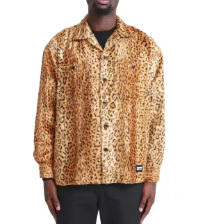 Neighborhood Long Sleeve Fur Shirt Leopard Lightweight Composite ReflectiveTrimDetails