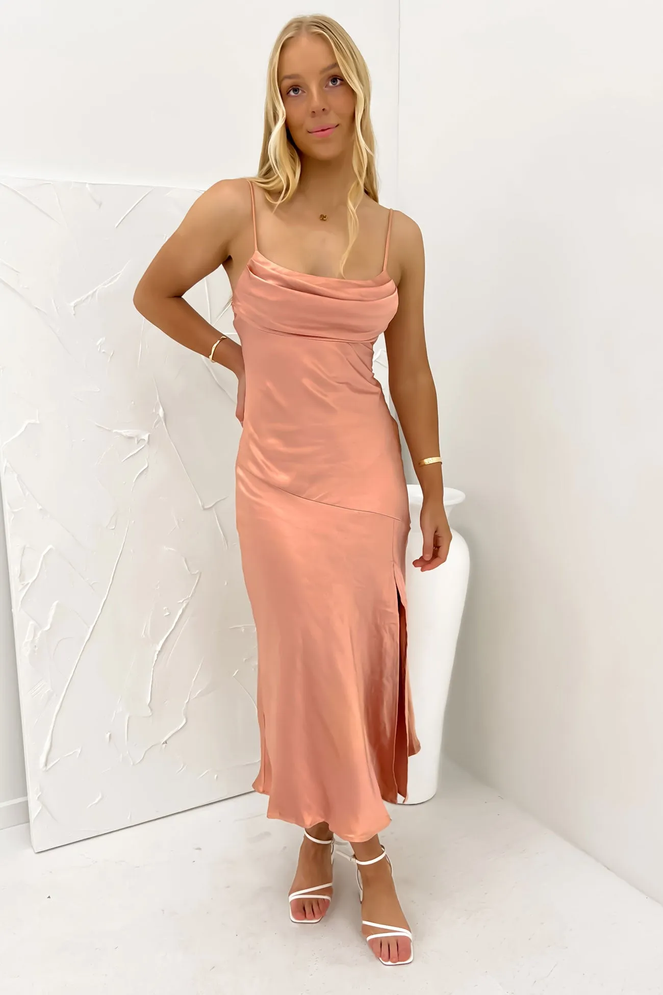 Edie Midi Dress Desert Rose Luxurious Texture