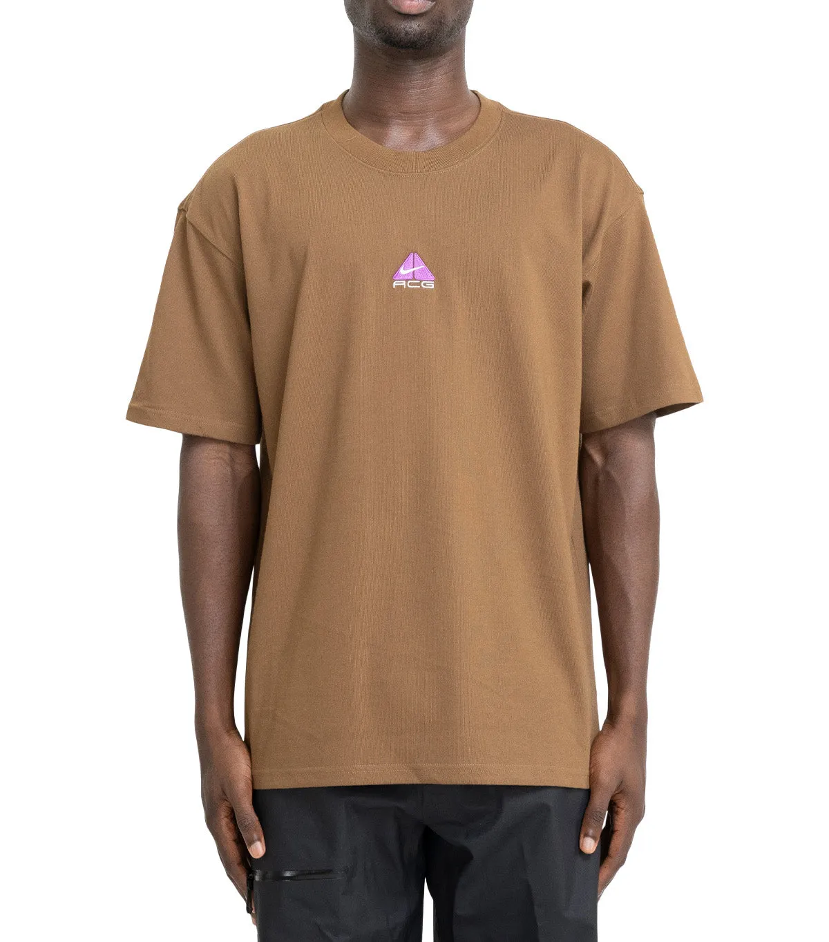Nike ACG T-Shirt Mosswood Brown LightweightKnit HeavyDuty Zipper