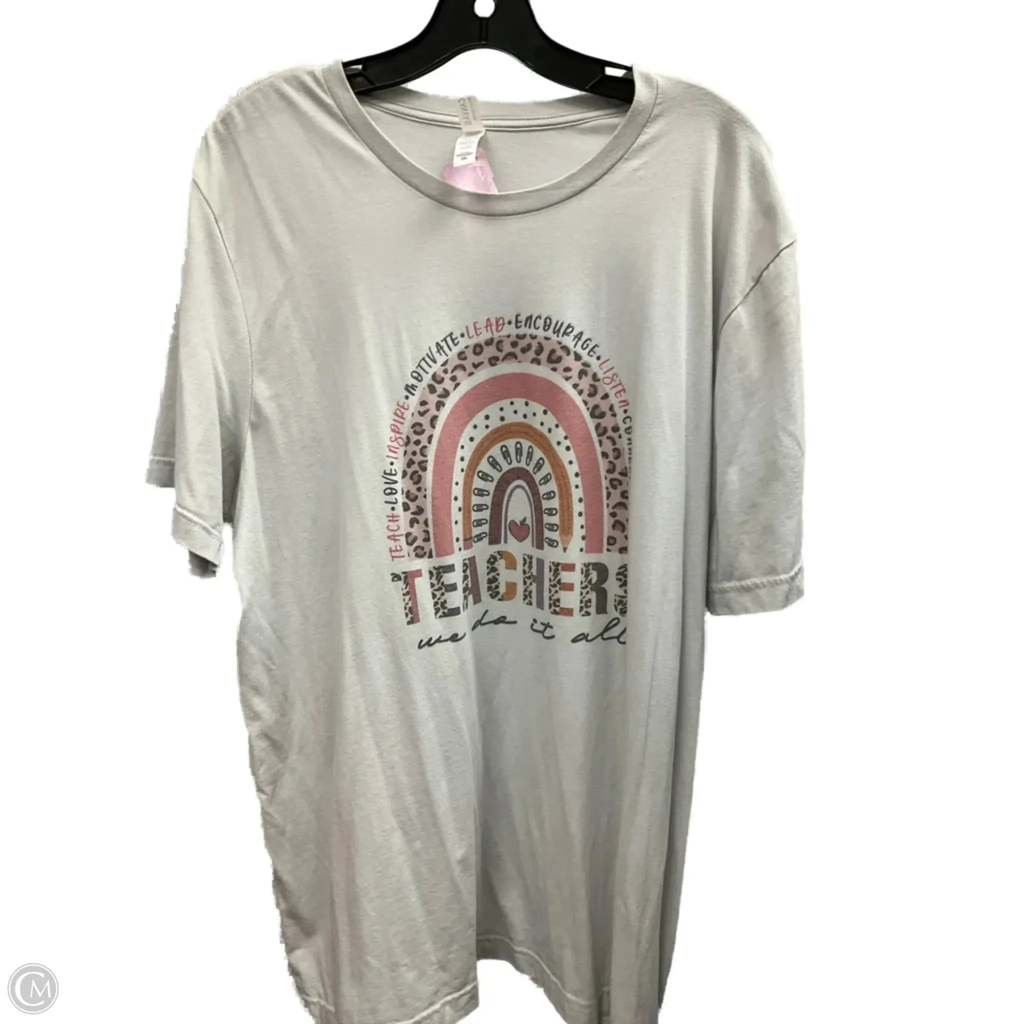 Button Down Collar Style Top Short Sleeve By Bella   Canvas In Grey, Size: 2x