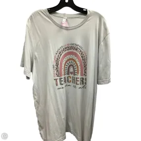 Button Down Collar Style Top Short Sleeve By Bella   Canvas In Grey, Size: 2x
