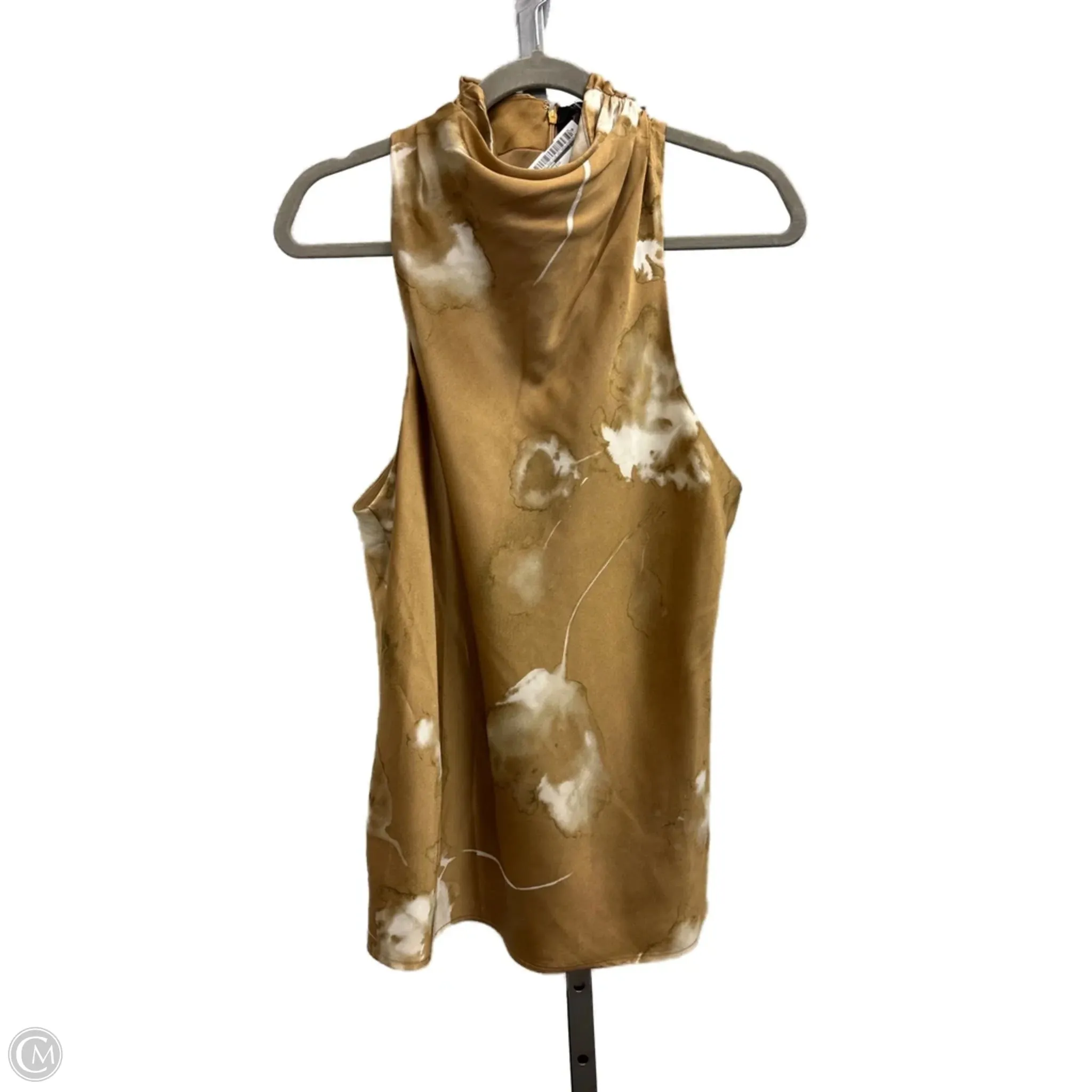Top Sleeveless By Donna Karan In Brown, Size: L SelfFabric Binding Built In Filter Layer