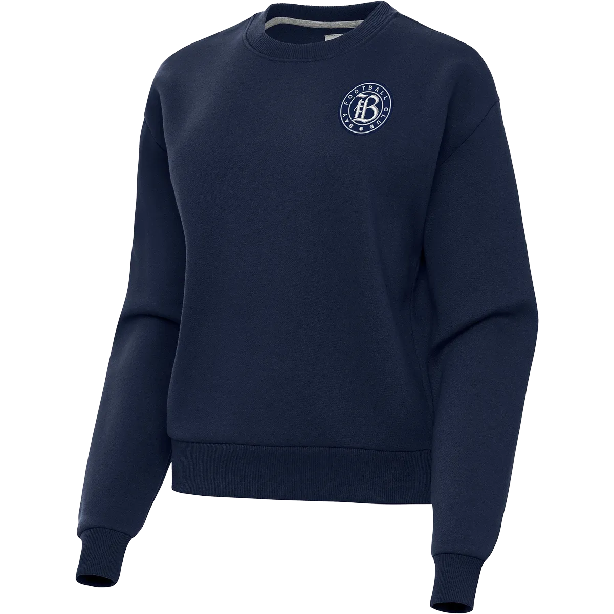 Women's Bay FC Antigua Victory Pull Over Sweatshirt Cozy Vibe Model Edge