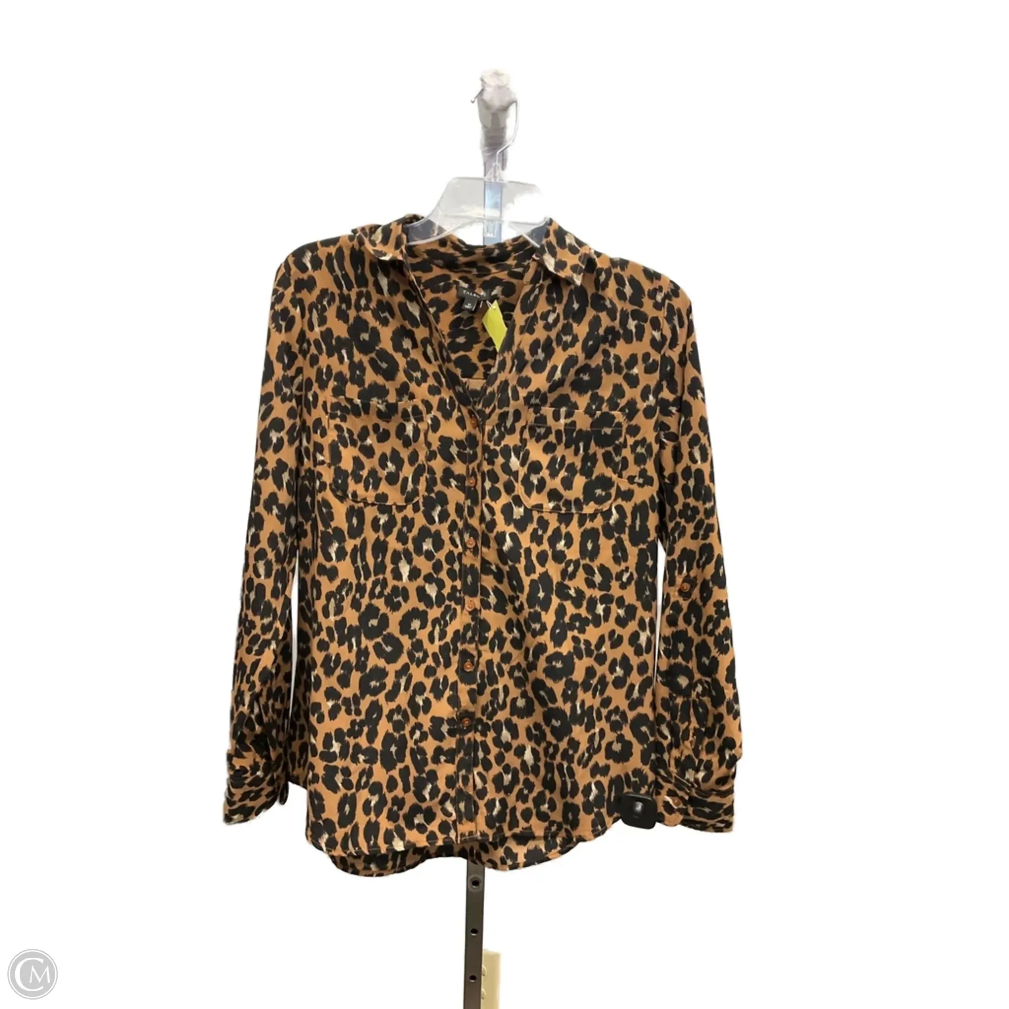 MoistureWicking Fabric LowMaintenance Material Top Long Sleeve By Talbots In Animal Print, Size: M