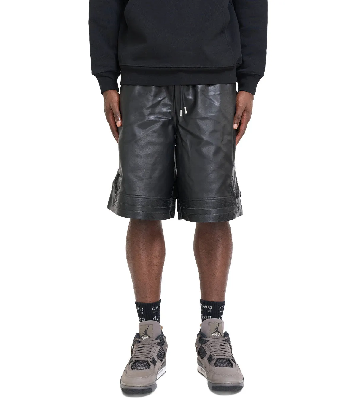 Jordan Air Jordan Vegan Leather Diamond Shorts Black AntiPilling Fabric Noble Core