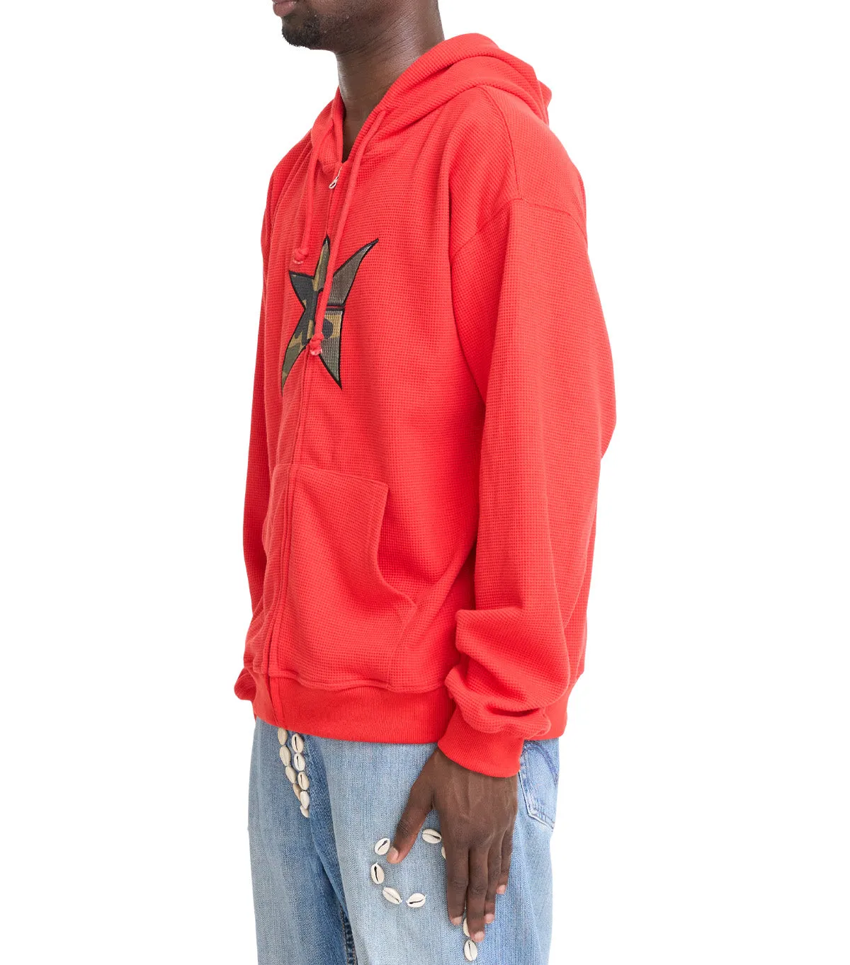 Carpet Company C-Star Thermal Zip Hoodie Red Concert Vibe