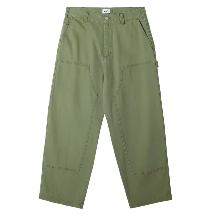 Obey Bigwig Denim Carpenter Pant Duck Green Faded Wash Expandable Fashionable Design