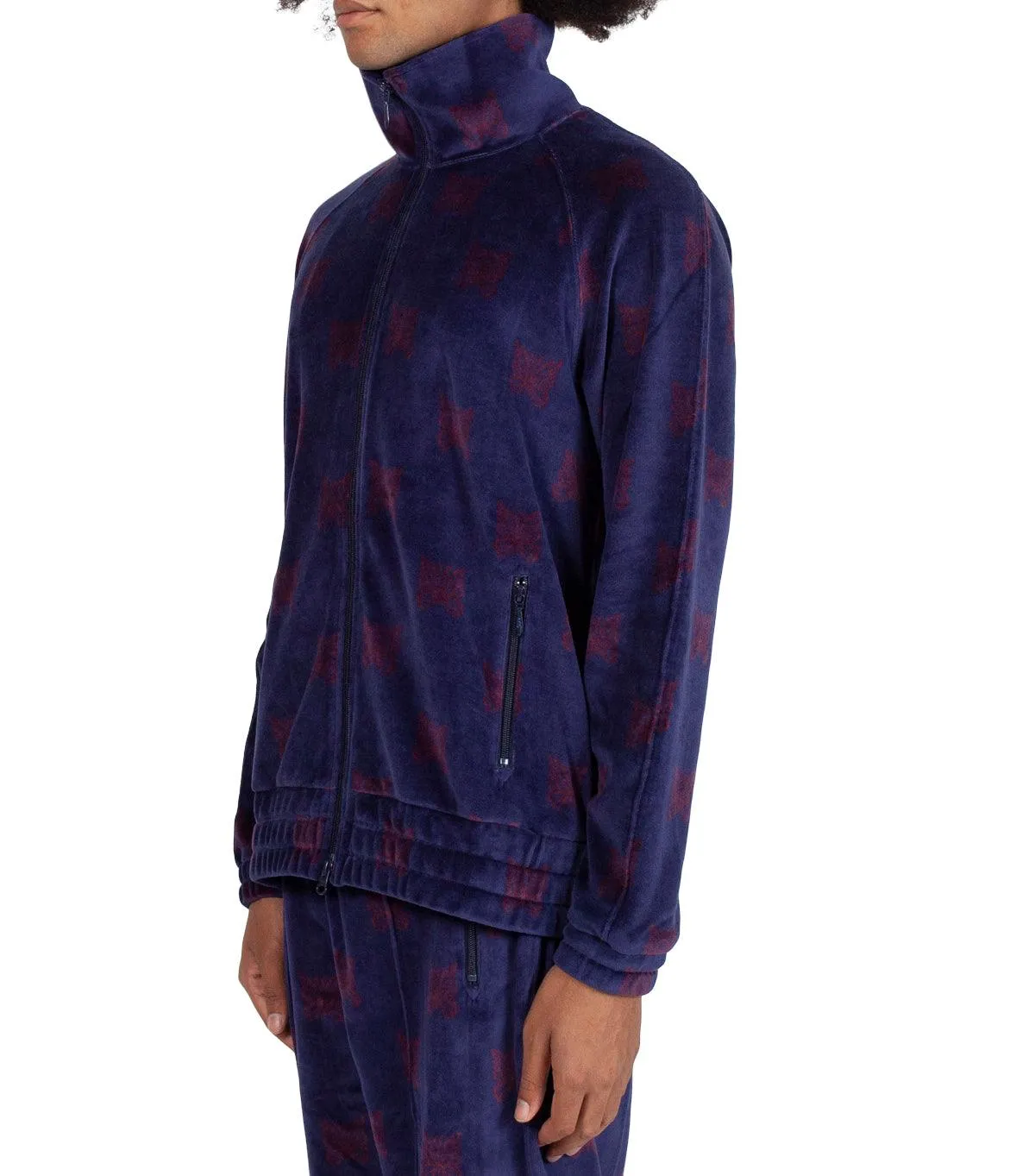 Needles Papillon Velour Track Jacket Navy Bordeaux ErgonomicCut Calm Wave