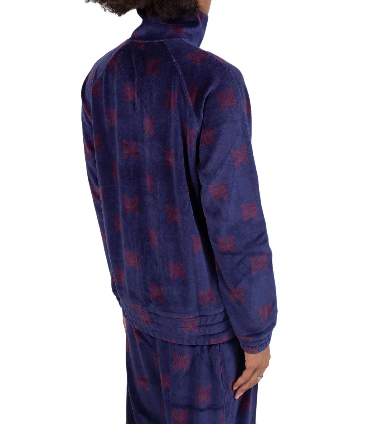 Ocean Air MoistureWicking Fabric Needles Papillon Velour Track Jacket Navy Bordeaux