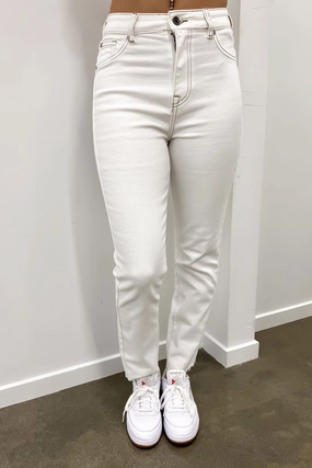 Solid Choice Monica Mom Comfort Jean Vintage White