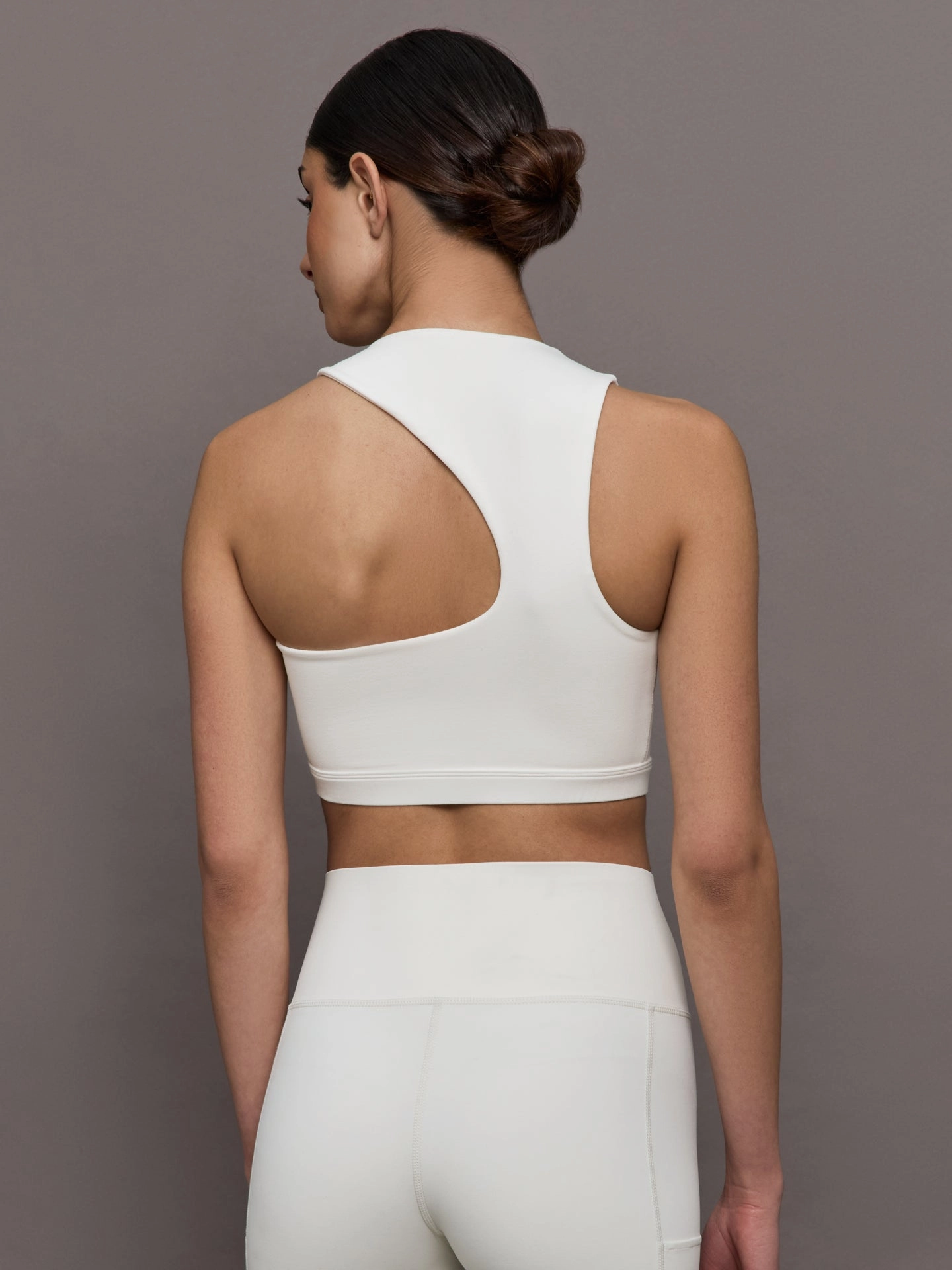 Open Back Bra in Melt - Cloud Dancer Ribbed Cuff Ankles Easy Care Fabric