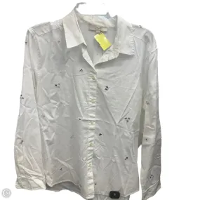 Ventilated Mesh Panels Top Long Sleeve By Loft In White, Size: L