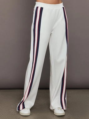 Double Needle Stitching Eco Friendly Dye Pacific Wide Leg Cody Pant - White