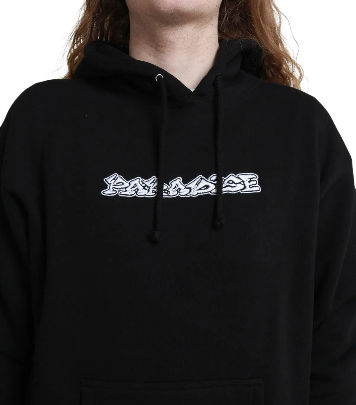 Paradise Dystopia Embroidered Hoodie Black Relax Vibe Functional Fit