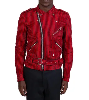 CdG SHIRT Striped Woven Jacket Red QuickReleaseClosure