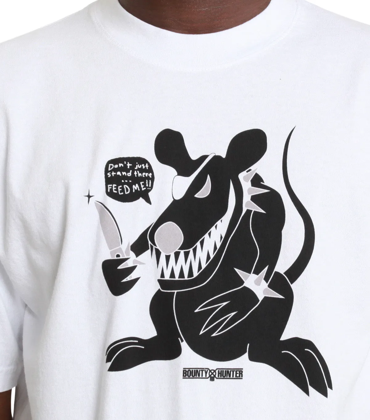 Stray Rats x Bounty Hunter Rat Tee White FormFitting Cut Reflective details