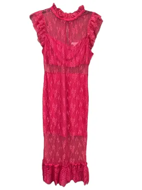 Fresh Motion Button-front Pink Dress Party Midi Endless Rose, Size S