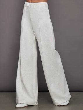 Split hem Pintuck Knit Pant in Interlock - Moonbeam Heather