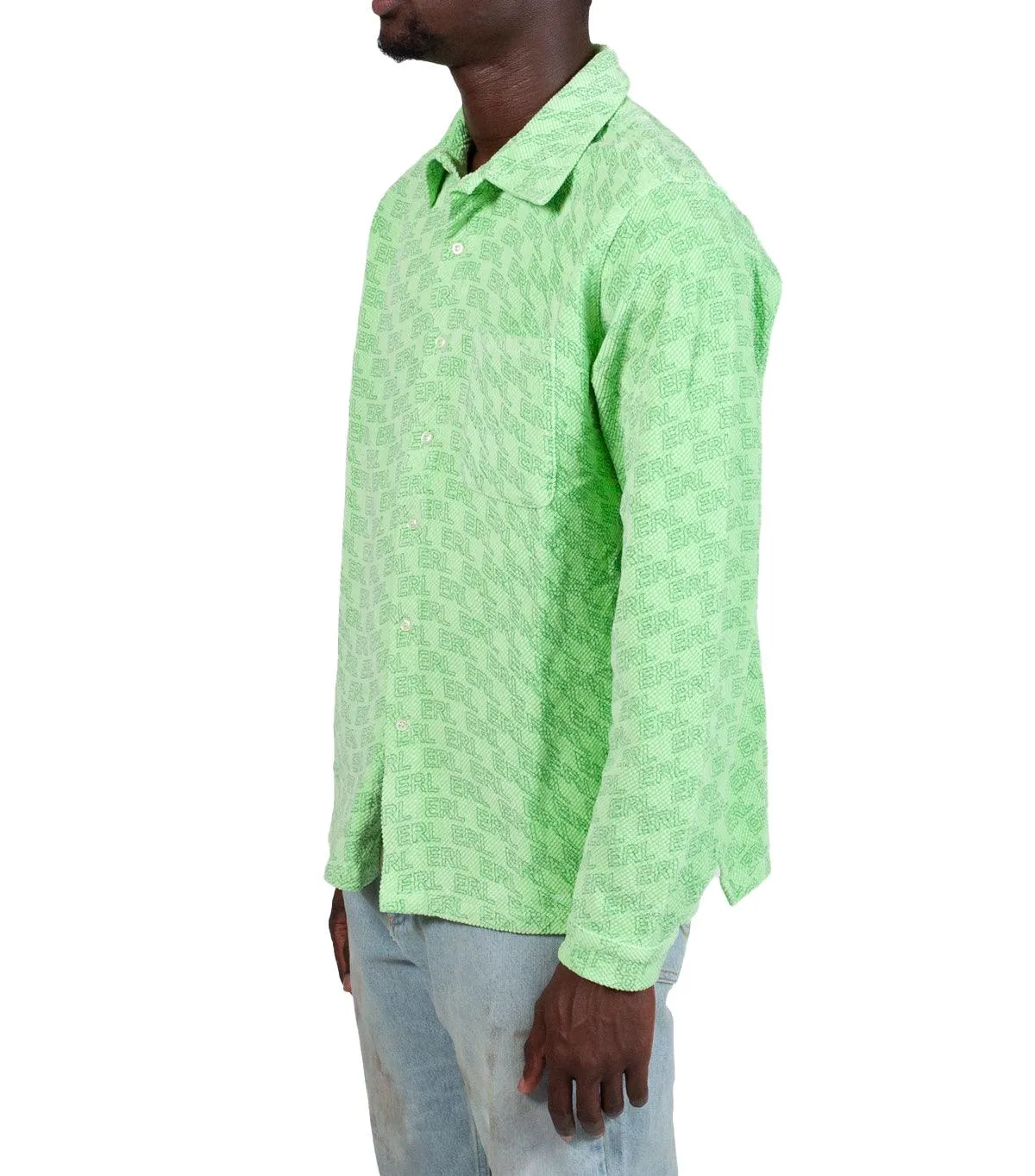 ERL Straight Hem Shirt Green VentilatedMesh