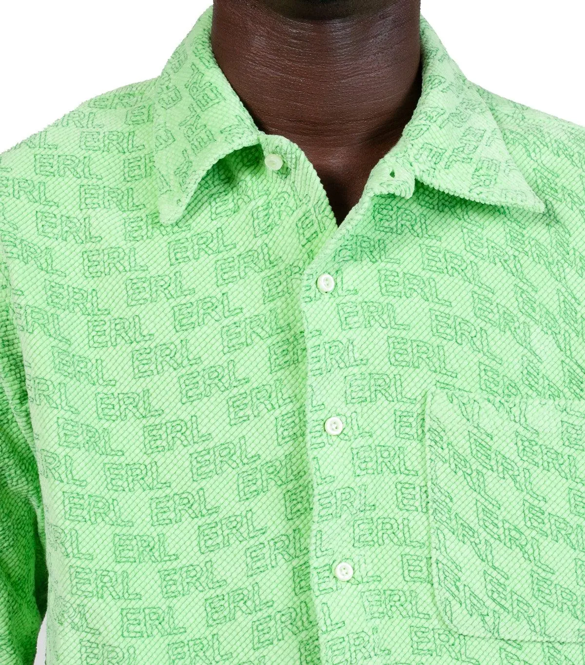 ERL Straight Hem Shirt Green Desert Heat