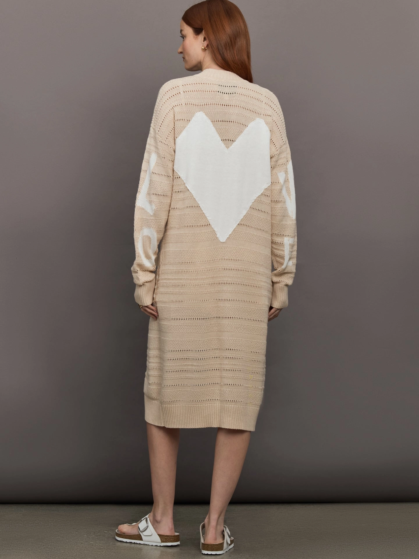 Poppy Lovey Heart Duster - Natural Roomy Armholes Plush Lining